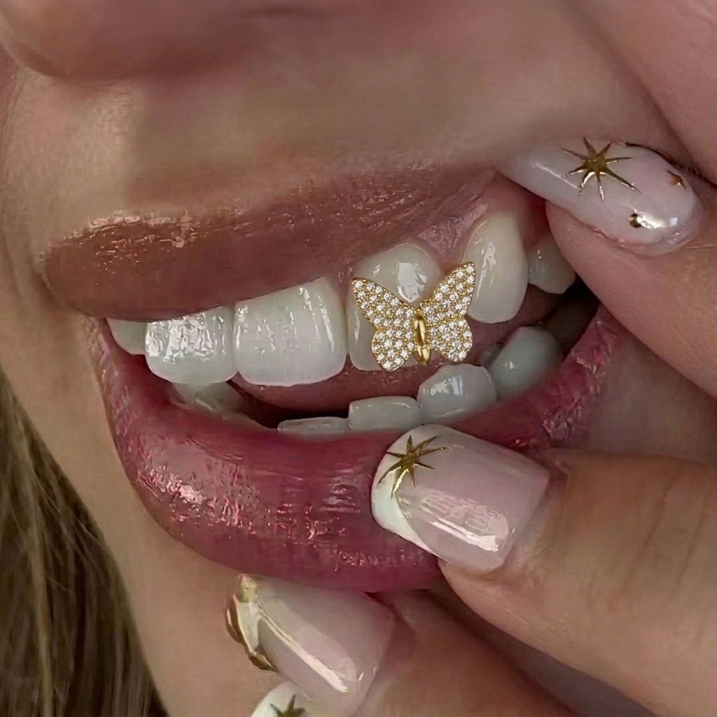 Body Jewelry Trend - 1Piece Trend Butterfly Zircon Dental Grills