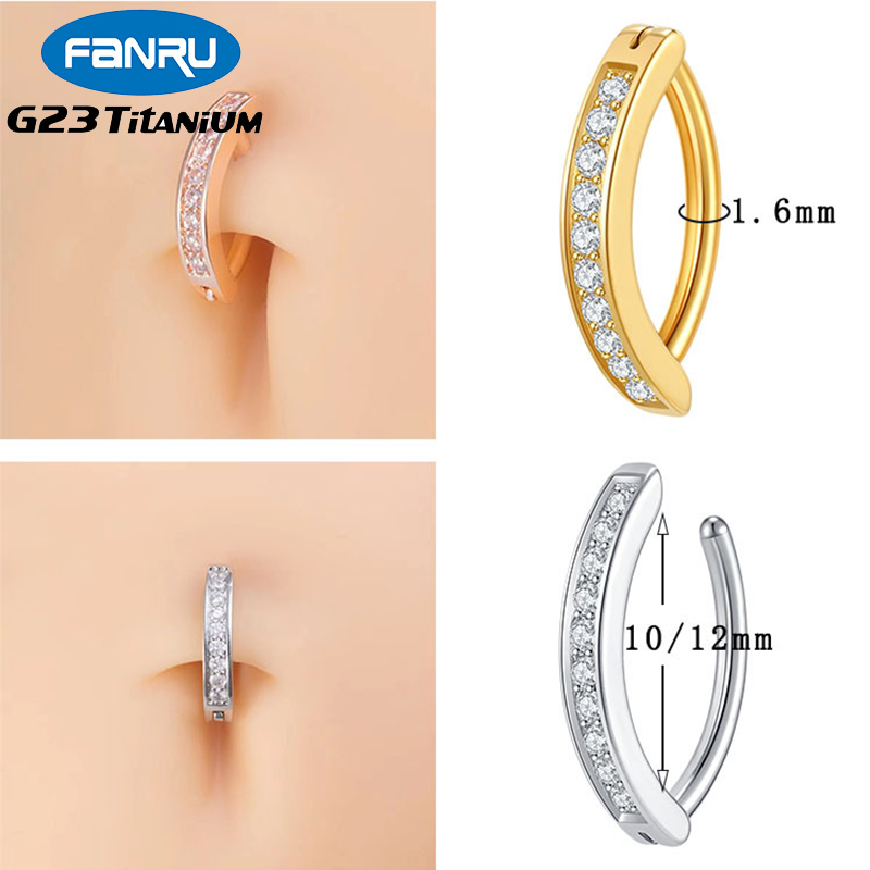 Body Jewelry Implant Grade - 1PC G23 Titanium Cubic Zircon Belly