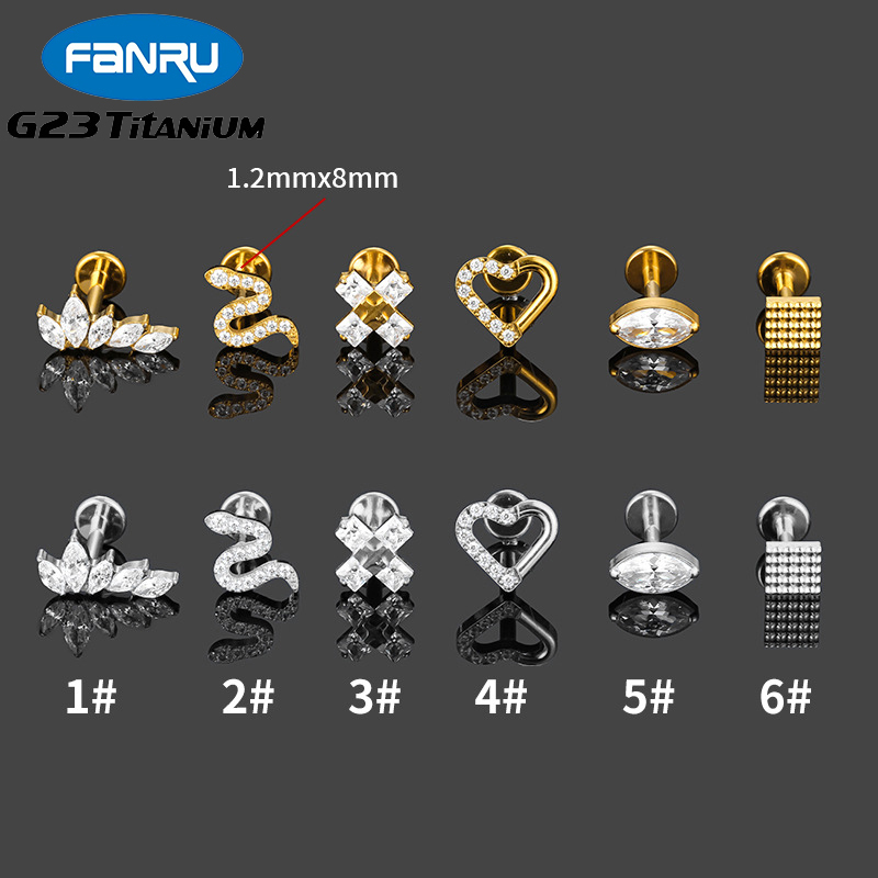 Body Jewelry Implant Grade - 1PC G23 Titanium Piercing Labret Lip