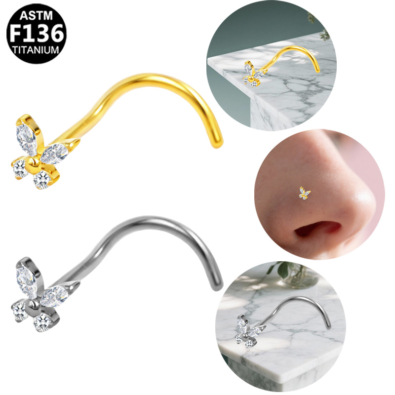 Body Jewelry Implant Grade - S-Shaped Nose Stud ASTM F136 Implant