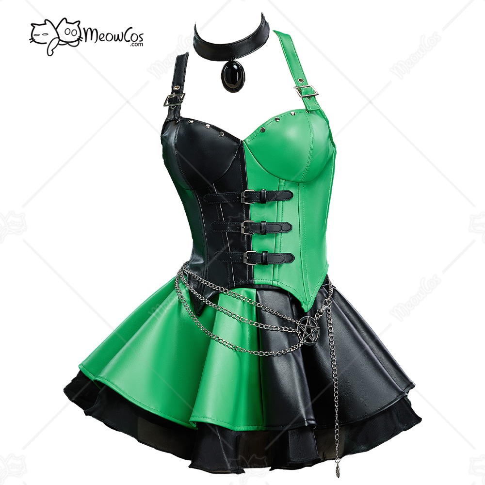 Body Jewelry Goth - Meowcos Women Gothic Black Green Symmetrical
