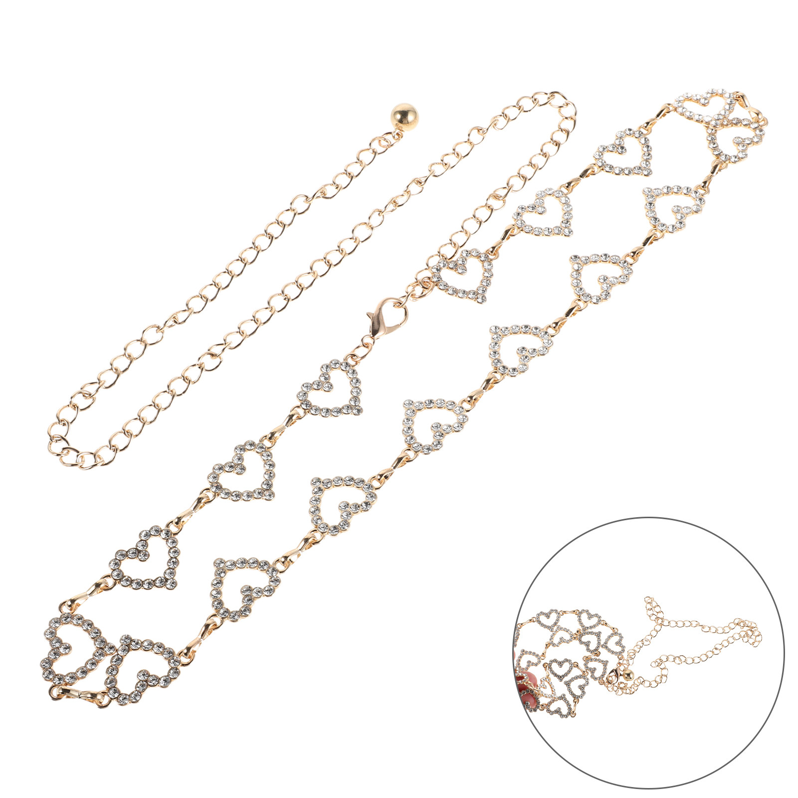 Women Heart Rhinestone Waist C - Body Jewelry Waist ulasan dan harga