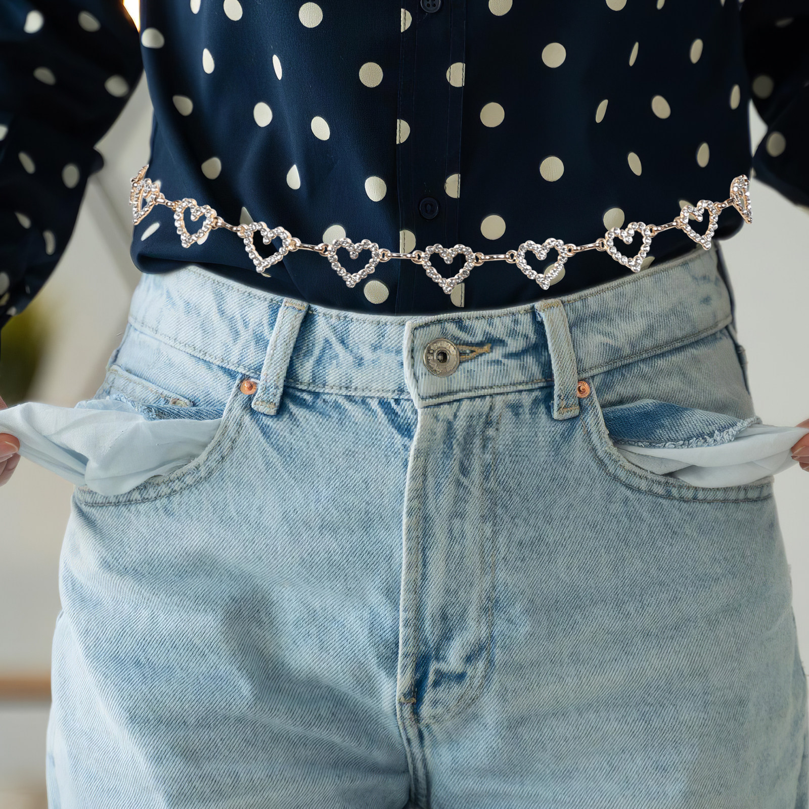 Women Heart Rhinestone Waist C - Body Jewelry Waist ulasan dan harga