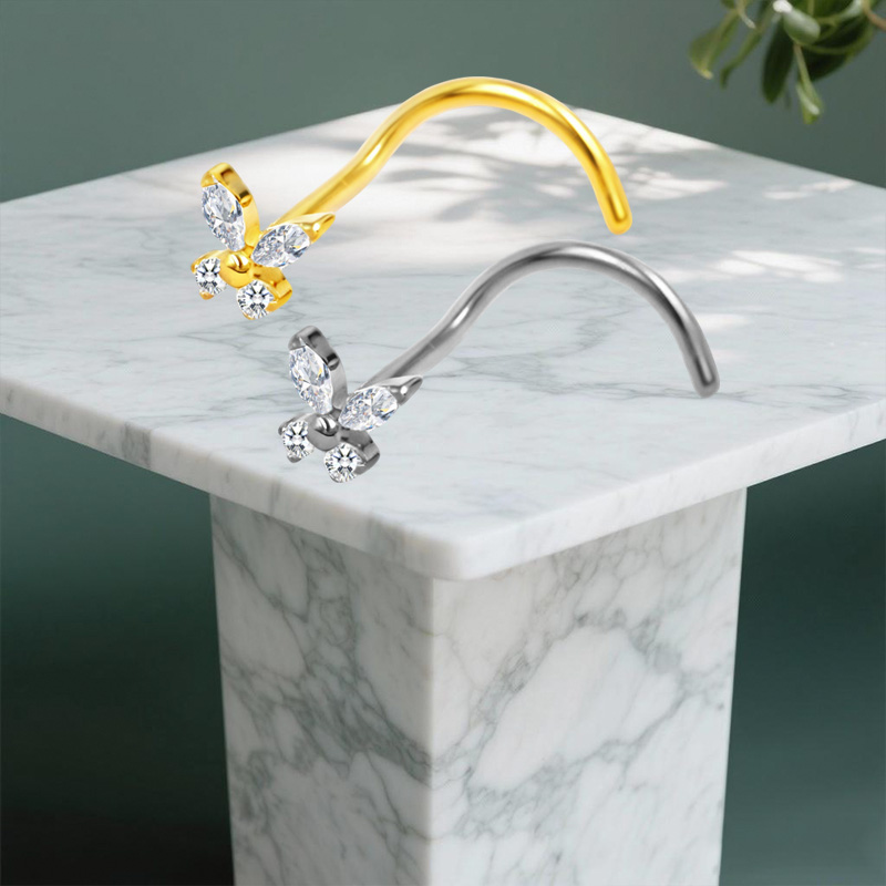 S-Shaped Nose Stud ASTM F136 I - Body Jewelry Implant Grade ulasan dan harga