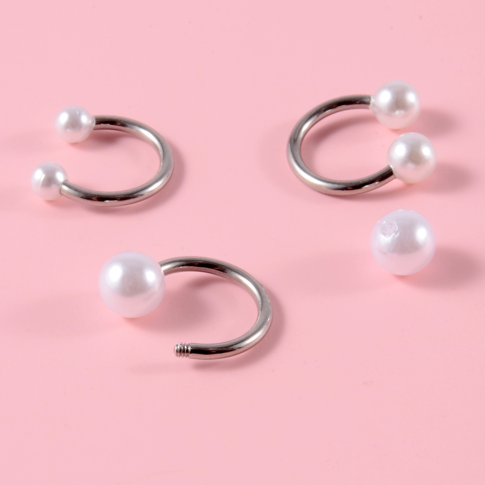 3Pcs MIxed 3&4&5mm Pearl Ear L - Body Jewelry ulasan dan harga