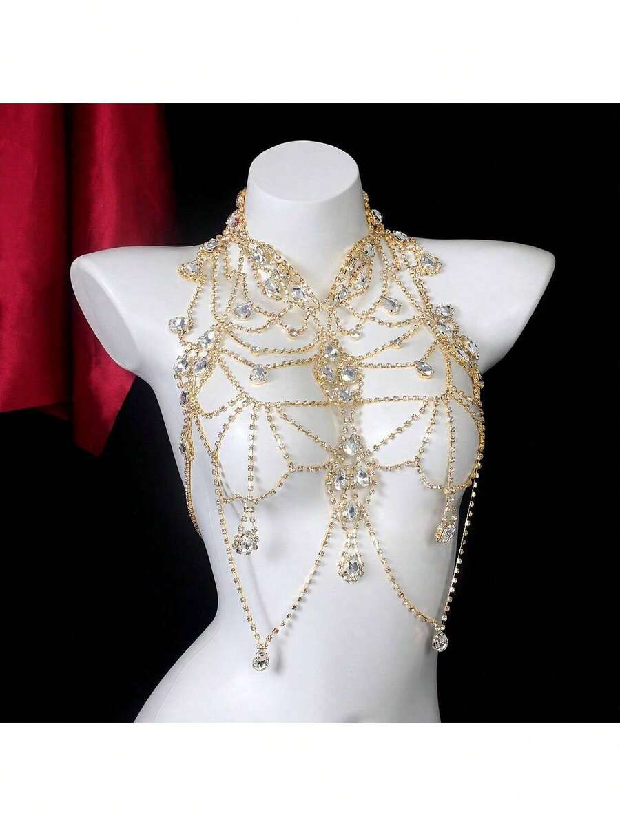 Rhinestone Body Chain Bra Neck - Body Jewelry ulasan dan harga