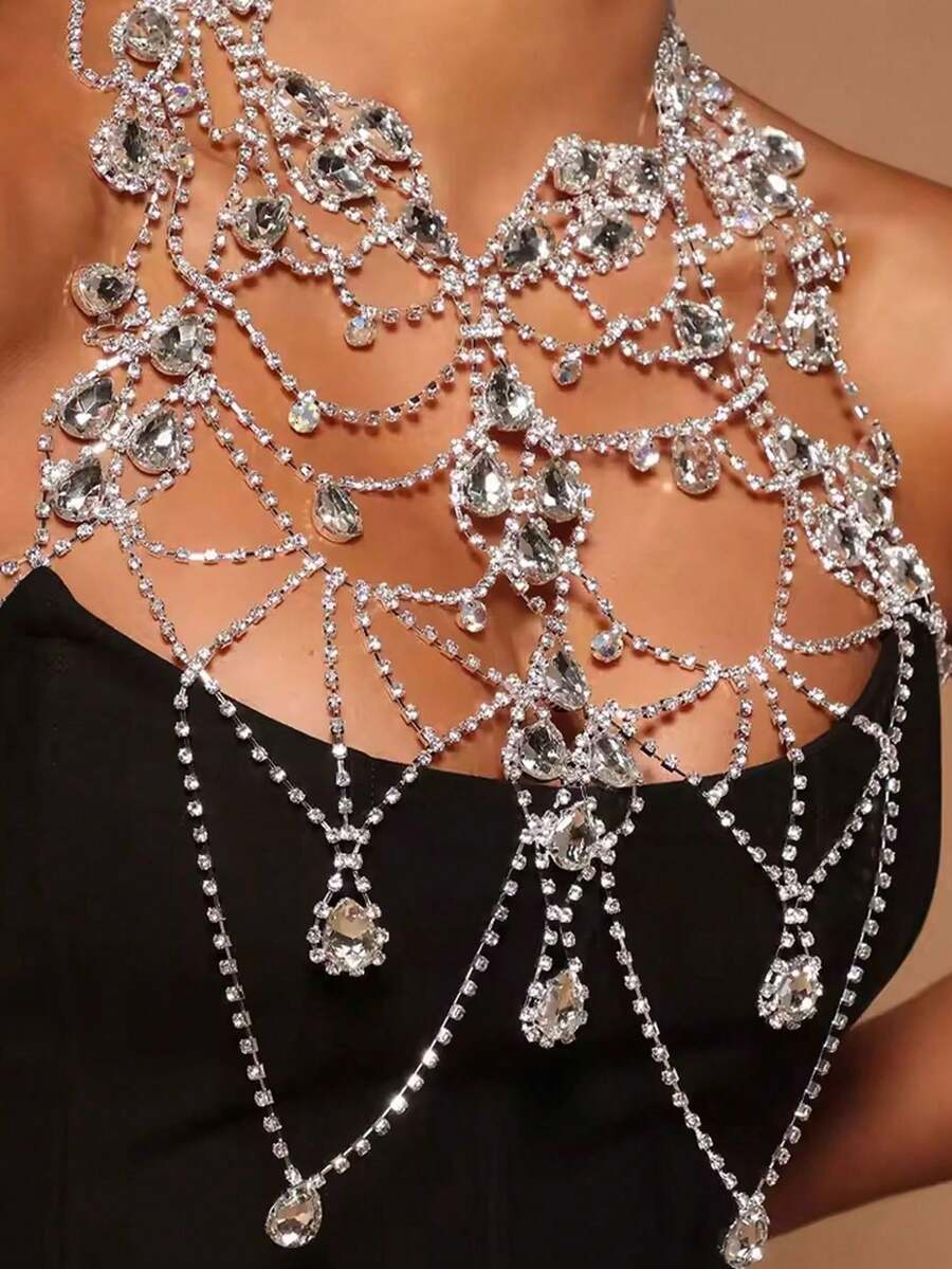 Rhinestone Body Chain Bra Neck - Body Jewelry ulasan dan harga